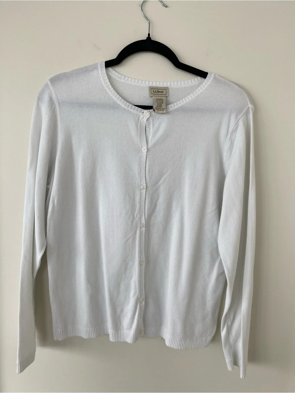 L.L. Bean White Women's Button Front Cardigan
